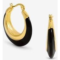Jon Richard Jon Richard Gold Plated And Jet Enamel Hoop Earrings