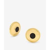 Jon Richard Statement Polished And Jet Round Earrings - Black