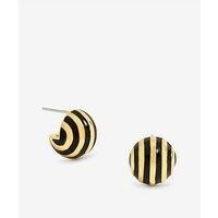 Jon Richard Plated And Jet Enamel Stripe Dome Earrings - Gold