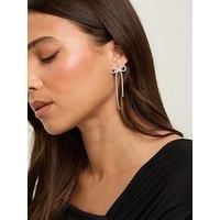 Mood Silver Crystal Bow Statement Earrings