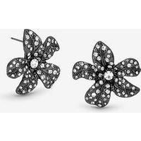 Mood Mood Hematite Crystal Floral Statement Stud Earrings