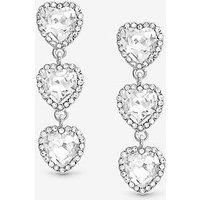 Mood Silver Crystal Heart Triple Drop Statement Earrings