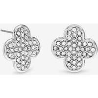 Mood Silver Pave Crystal Statement Clover Stud Earrings