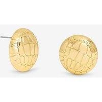 Mood Mood Gold Polished Snake Textured Round Dome Earrings