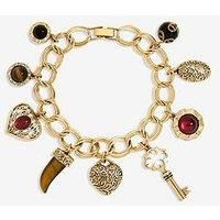 Mood Polished Gold & Burgundy Heart Charm Bracelet