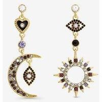 Mood Gold & Multi Colour Crystal Mismatch Celestial Earrings