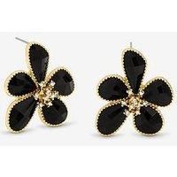 Mood Gold Jet Glass Facet Flower Stud Earrings