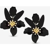 Mood Jet Resin Flower Statement Drop Earrings