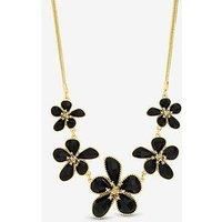 Mood Women's Gold Crystal & Jet Glass Flower Neckalce