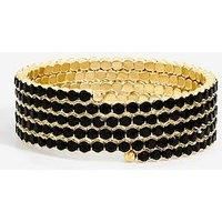 Mood Women's Gold Black Round Wrap Cuff Bracelet Ring