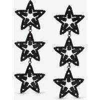 Mood Jet Crystal Triple Star Statement Drop Earrings