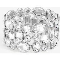Mood Silver Mixed Crystal Chunky Stretch Cuff
