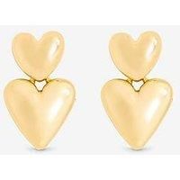 Mood Gold Polished Puffed Heart Drop Earrings