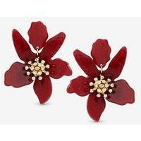 Mood Mood Burgundy Resin Flower Statement Drop Earrings