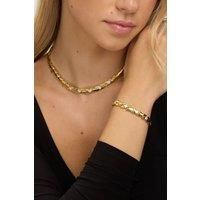 18K Gold Plated and Crystal Flat Chain Necklace