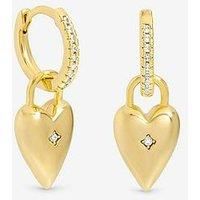 Jon Richard 18K Gold Plated And Cubic Zirconia Heart Hoop Earrings