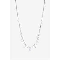 Jon Richard Rhodium Plated Cubic Zirconia Navette Stone Drop Necklace