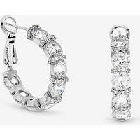 Jon Richard Rhodium Plated Cubic Zirconia Round Stone Hoop Earrings