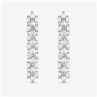 Jon Richard Women's Rhodium Plated & Cubic Zirconia Navette Drop Earring in Silver