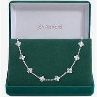Rhodium Plated and Diamond Cut Station Clover Necklace - Gift Box