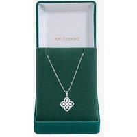 Jon Richard Rhodium Plated And Cubic Zirconia Clover Pendant - Gift Box