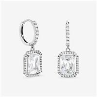 Jon Richard Silver Plated Cubic Zirconia Charm Huggie Hoop Earrings