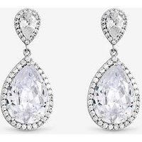 Jon Richard Rhodium Plated Cubic Zirconia Double Pear Drop Earrings