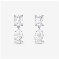Jon Richard Women's Rhodium Plated Mixed Stone Drop Earrings in Silver