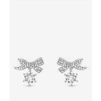 Jon Richard Rhodium Plated And Pave Mini Bow Earrings