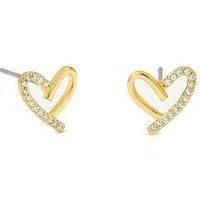 Jon Richard 14K Gold Plated Crystal And Polished Heart Studs