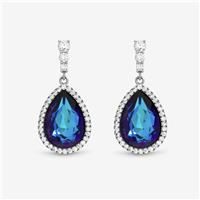 Jon Richard Women's Rhodium Plated & Bermunda Blue Pear Drop Earrings in Silver