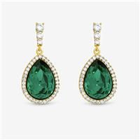 Jon Richard Women's Gold Plated & Emerald Pear Drop Earrings