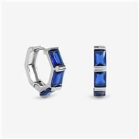 Jon Richard Women's Silver Plated & Sapphire Hoop Earrings
