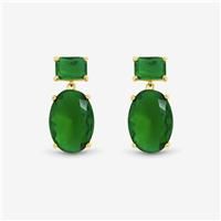 Jon Richard Women's 14K Gold Plated Crystal & Emerald Drop Earrings