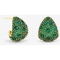 Jon Richard Gold Plated Pave And Emerald Dome Earrings