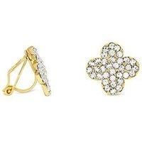 Jon Richard Gold Plated And Pave Clover Clip Earrings