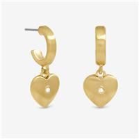 Inicio 14K Gold Plated Heart & Crystal Hoop Earrings