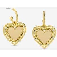 Inicio 14K Gold Plated Textured Heart Charm Hoop Earrings