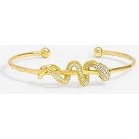 Inicio 14K Gold Plated And Crystal Snake Bracelet Cuff