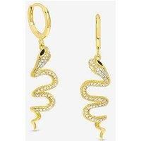 Inicio 14K Gold Plated Snake Spiral Drop Hoop Earrings