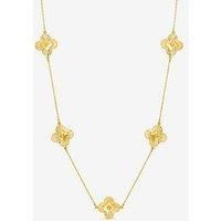Inicio 14K Gold Plated Diamond Cut Clover Station Neclace