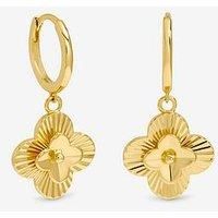 Inicio 14K Gold Plated Diamond Cut Clover Huggie Earrings