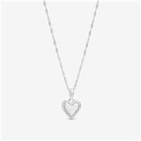 Simply Silver Women's Sterling Silver 925 Polished & Pave Heart Pendant