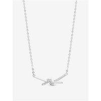 Simply Silver Simply Silver Sterling Silver 925 Polished And Pave Love Knot Necklace