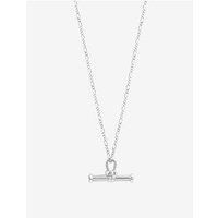 Sterling Silver 925 Polished Textured T Bar Necklace