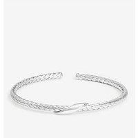 Simply Silver Women's Sterling Silver 925 Textured Polished Cuff