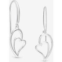 Simply Silver Women's Sterling Silver 925 Polished Fishhook Heart Drop Earrings