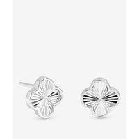 Simply Silver Women's Sterling Silver 925 Polished Diamond Cut Clover Stud Earrings