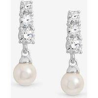 Simply Silver Women's Sterling Silver 925 Cubic Zirconia Pearl Drop Earrings
