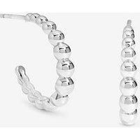 Simply Silver Women's Sterling Silver 925 Polished Textured Orb Hoop Earrings